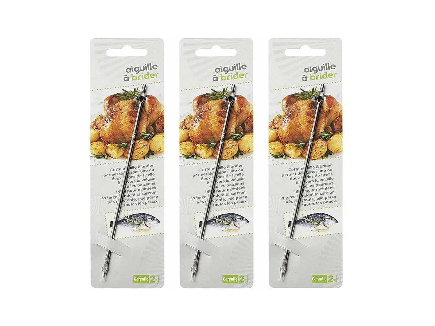 3 aiguilles à brider en inox 18 cm