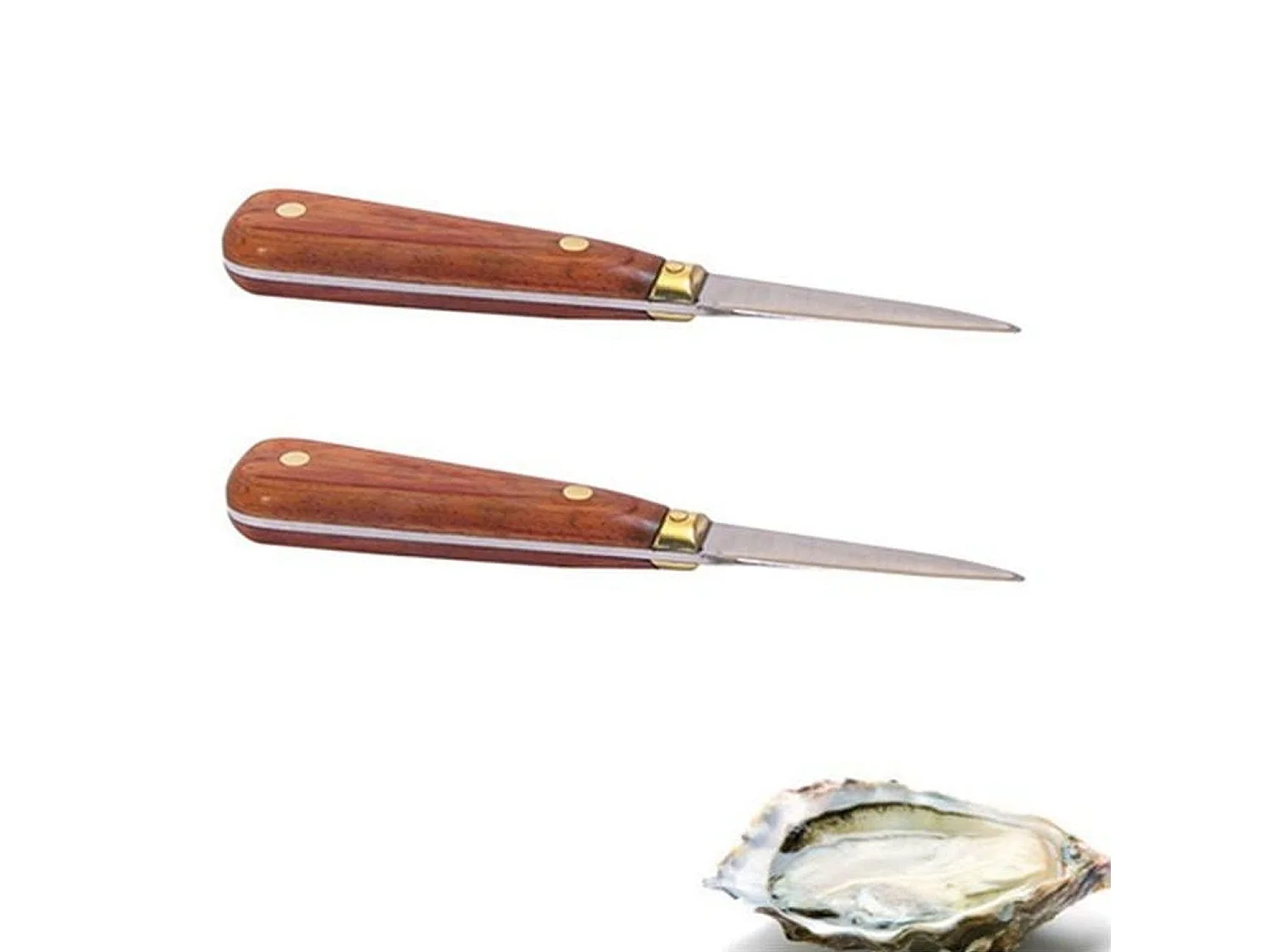 2 oesterlancetten met houten handvat 16 cm