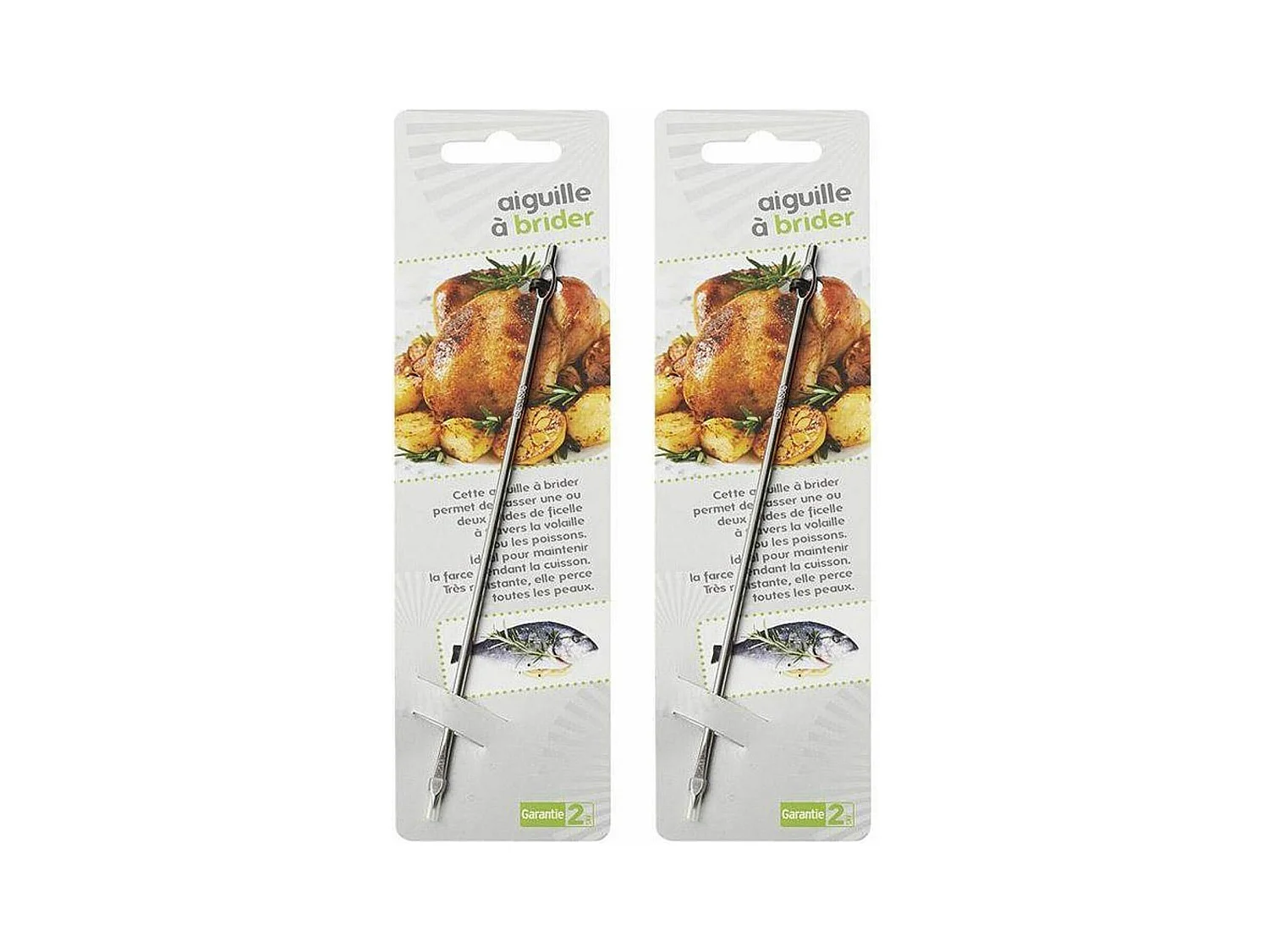 2 aiguilles à brider en inox 18 cm