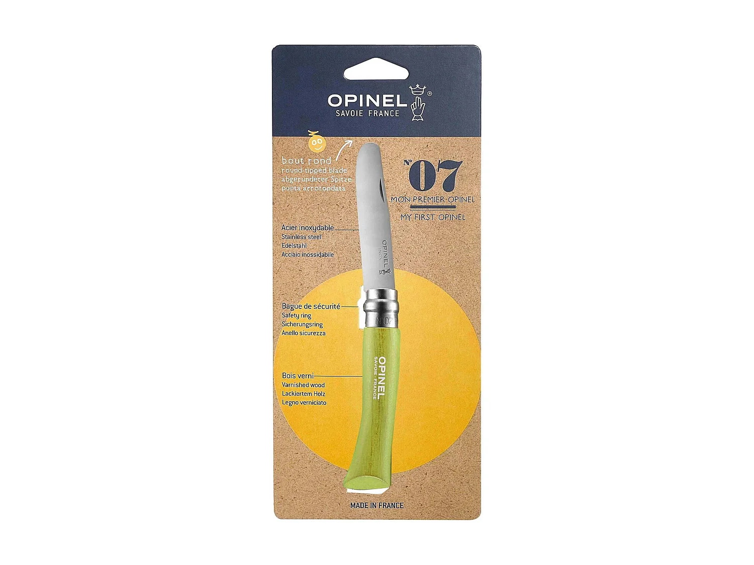 Mon premier couteau Opinel vert pomme n°07