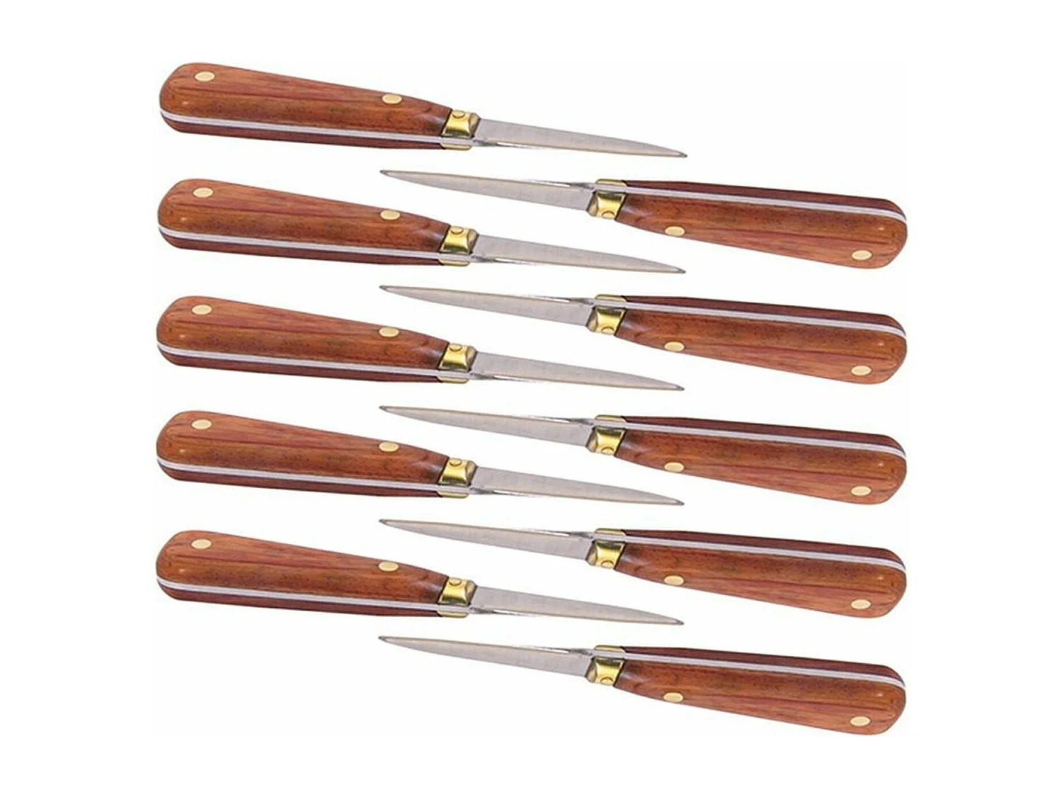 10 oesterlancetten met houten handvat 16 cm