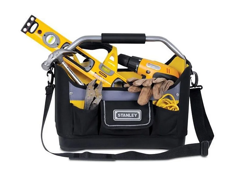 Offene Stanley Werkzeugtasche 16 Zoll 40 cm - Robustes 600x600 Denier-Gewebe - Zahlreiche Taschen - Robuster Schultergurt