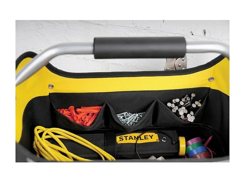 Otwarta torba na narzędzia Stanley 16 cali 40 cm - Wytrzymała tkanina 600x600 denier - Wiele kieszeni - Wytrzymały pasek na ramię