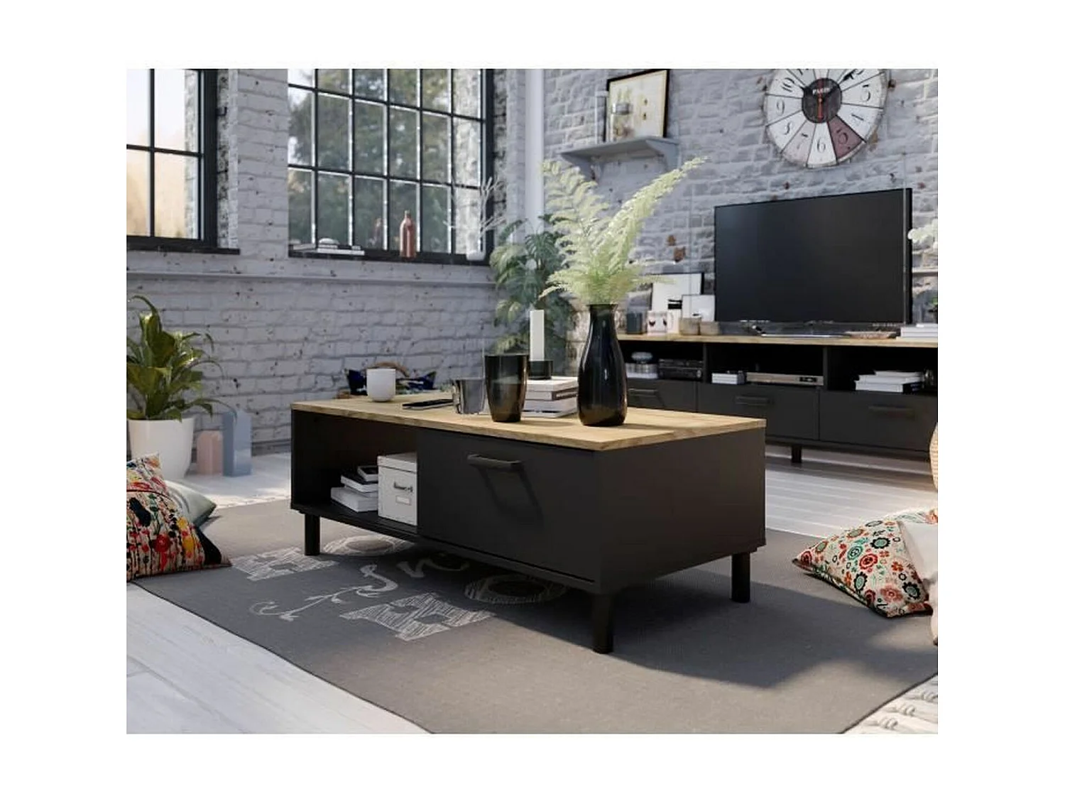 Ensemble Meuble TV 159 x 40 x 49 cm +Table basse 110 x 55 x 40 cm