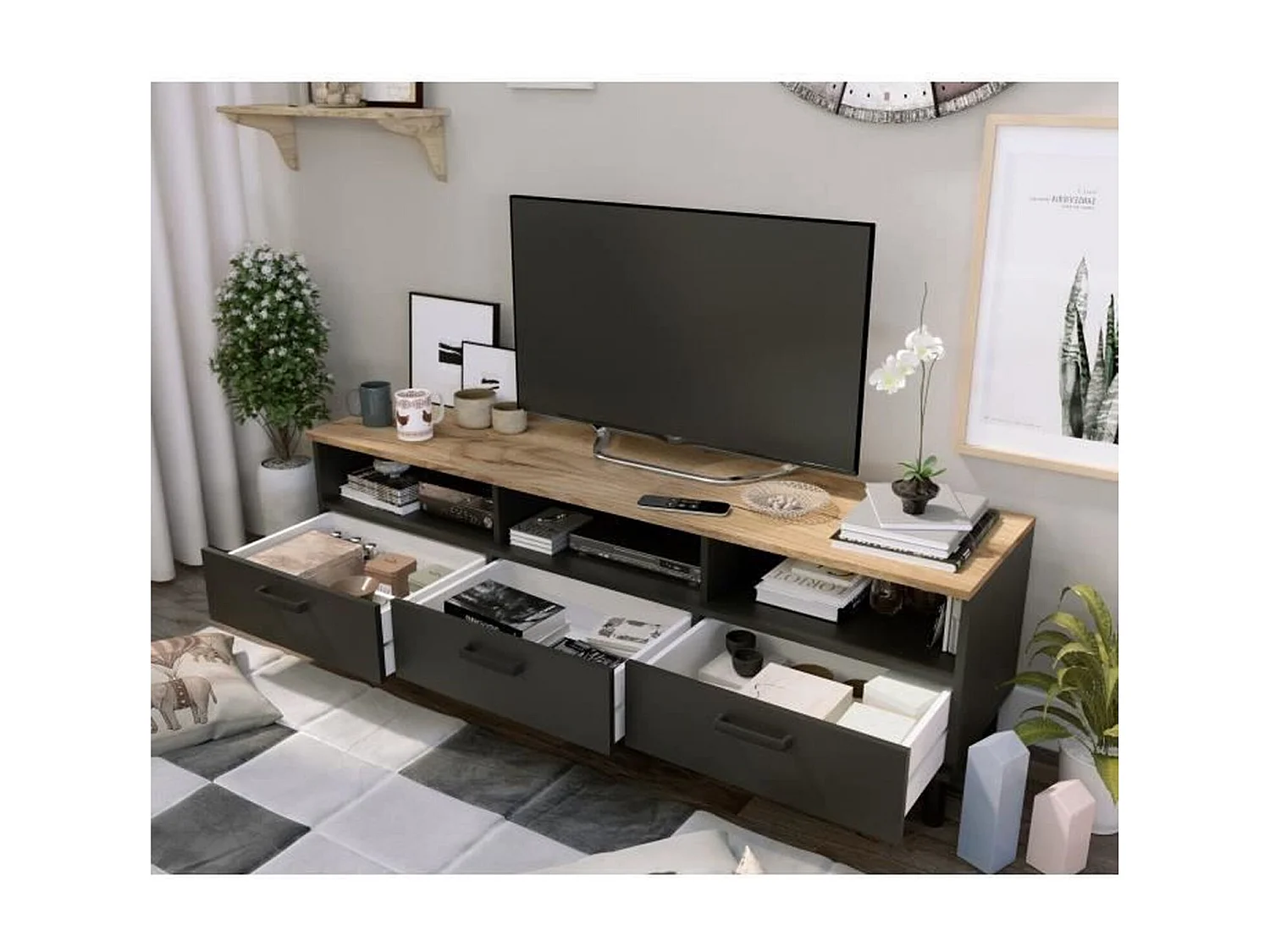 Ensemble Meuble TV 159 x 40 x 49 cm +Table basse 110 x 55 x 40 cm