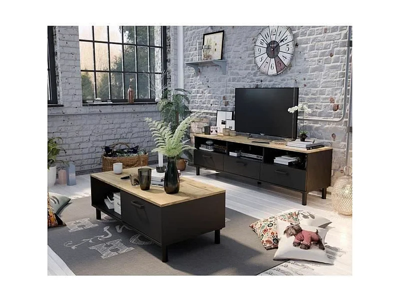 Ensemble Meuble TV 159 x 40 x 49 cm +Table basse 110 x 55 x 40 cm
