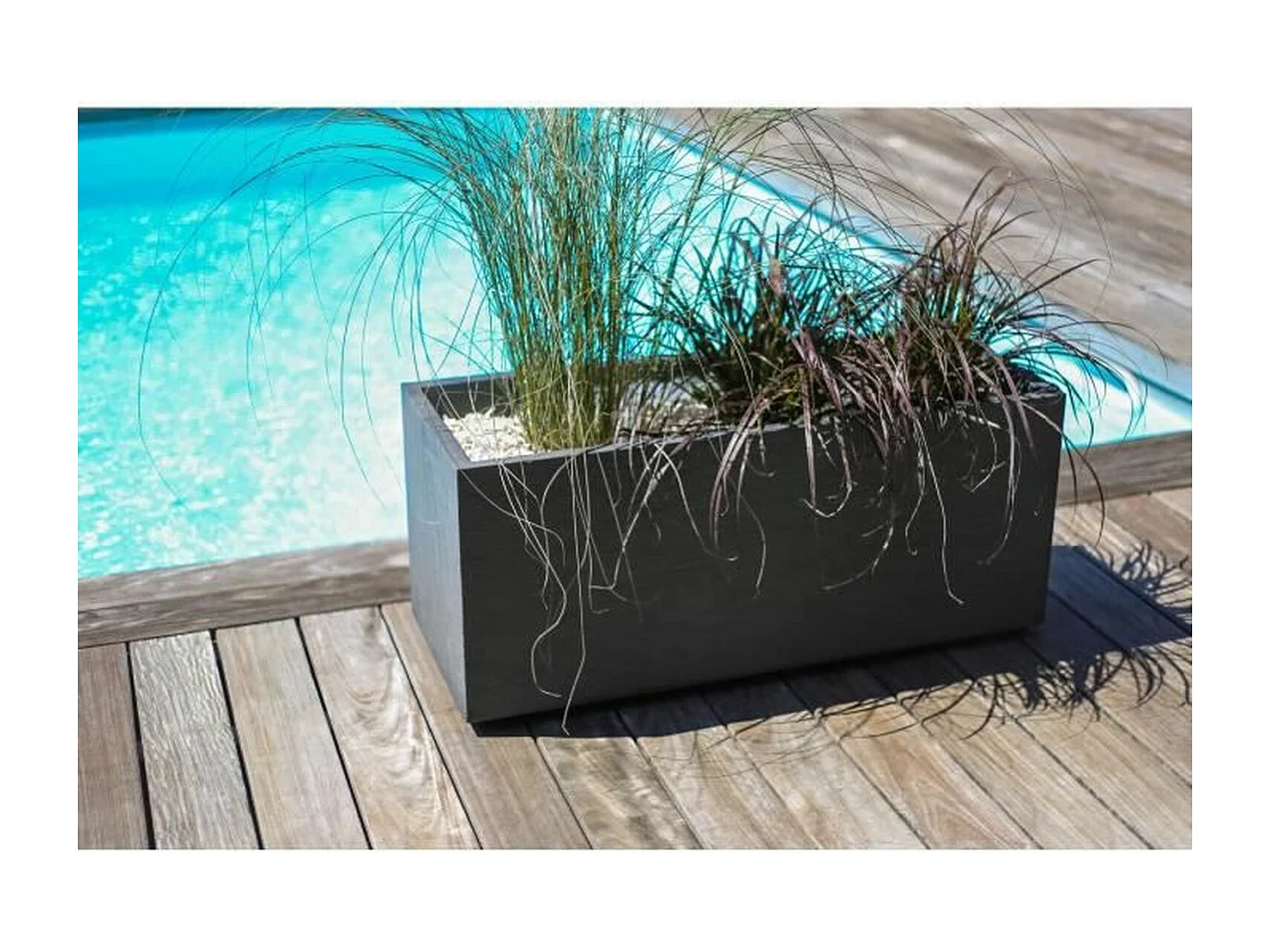 Jardinière rectangulaire Graphit Up 79,5 x 29,5 x 29,5 cm - 57L - Gris anthracite - Eda