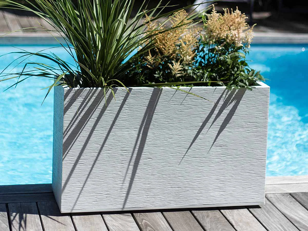 Jardinière Muret Graphit 99,5 x 39,5 x 60 cm - 116 L - Blanc cérusé