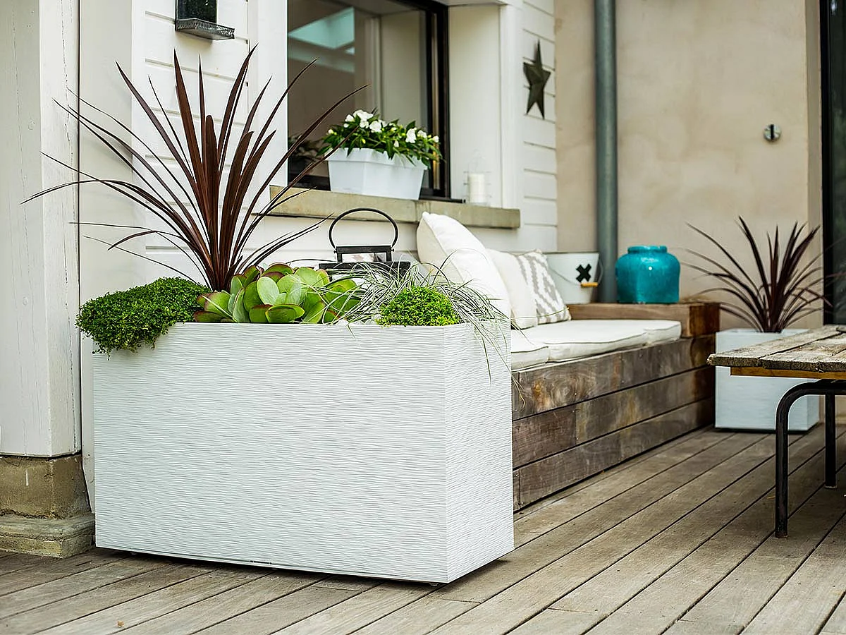 Jardinière Muret Graphit 99,5 x 39,5 x 60 cm - 116 L - Blanc cérusé