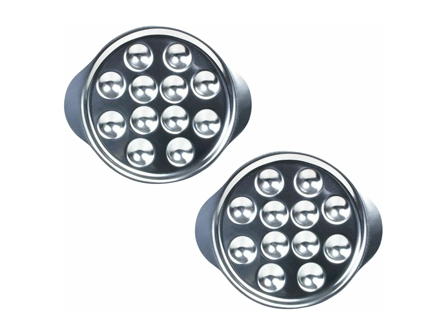 2 assiettes à escargots en inox - 12 empreintes