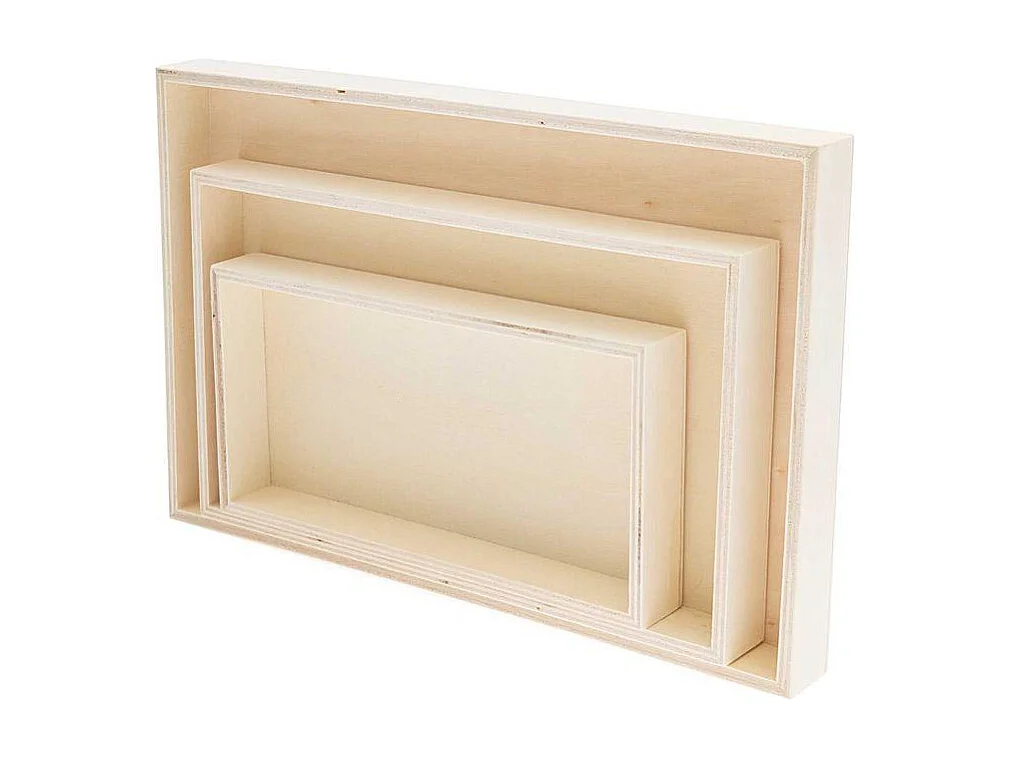 3 rechthoekige houten dienbladen