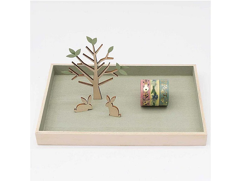 3 rechthoekige houten dienbladen