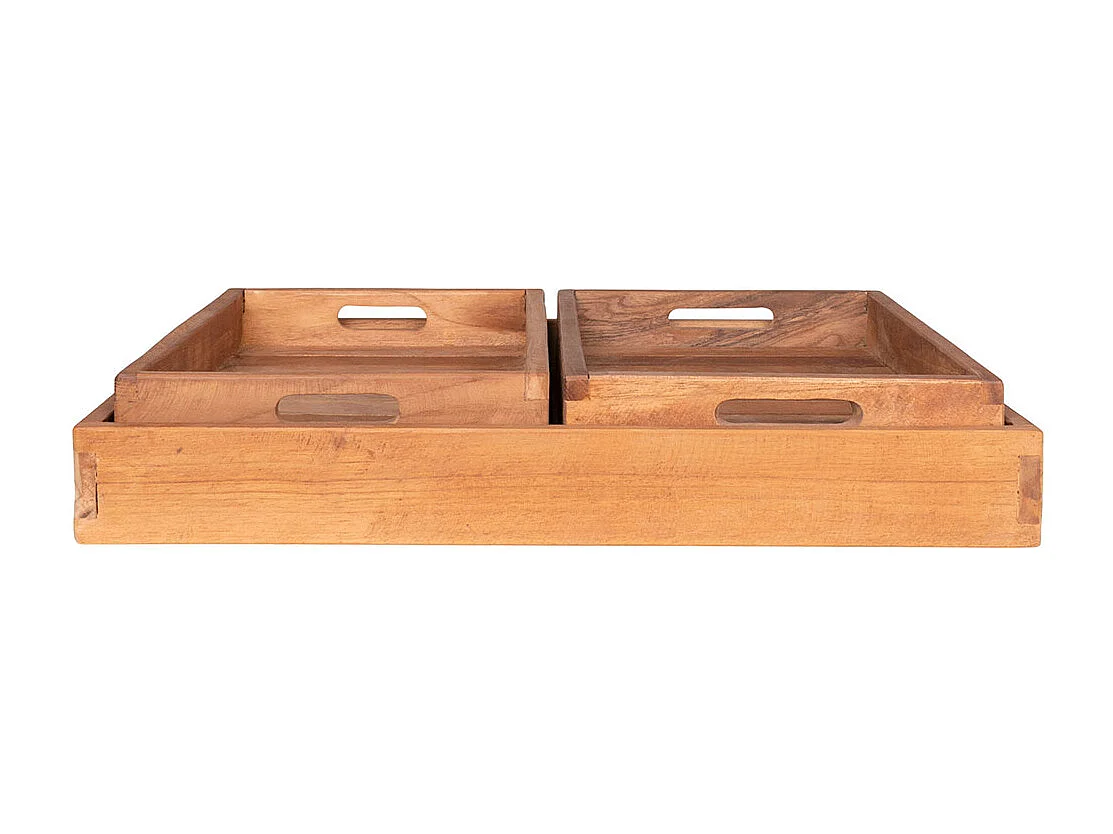 Faro plateau, set de 3 teck.
