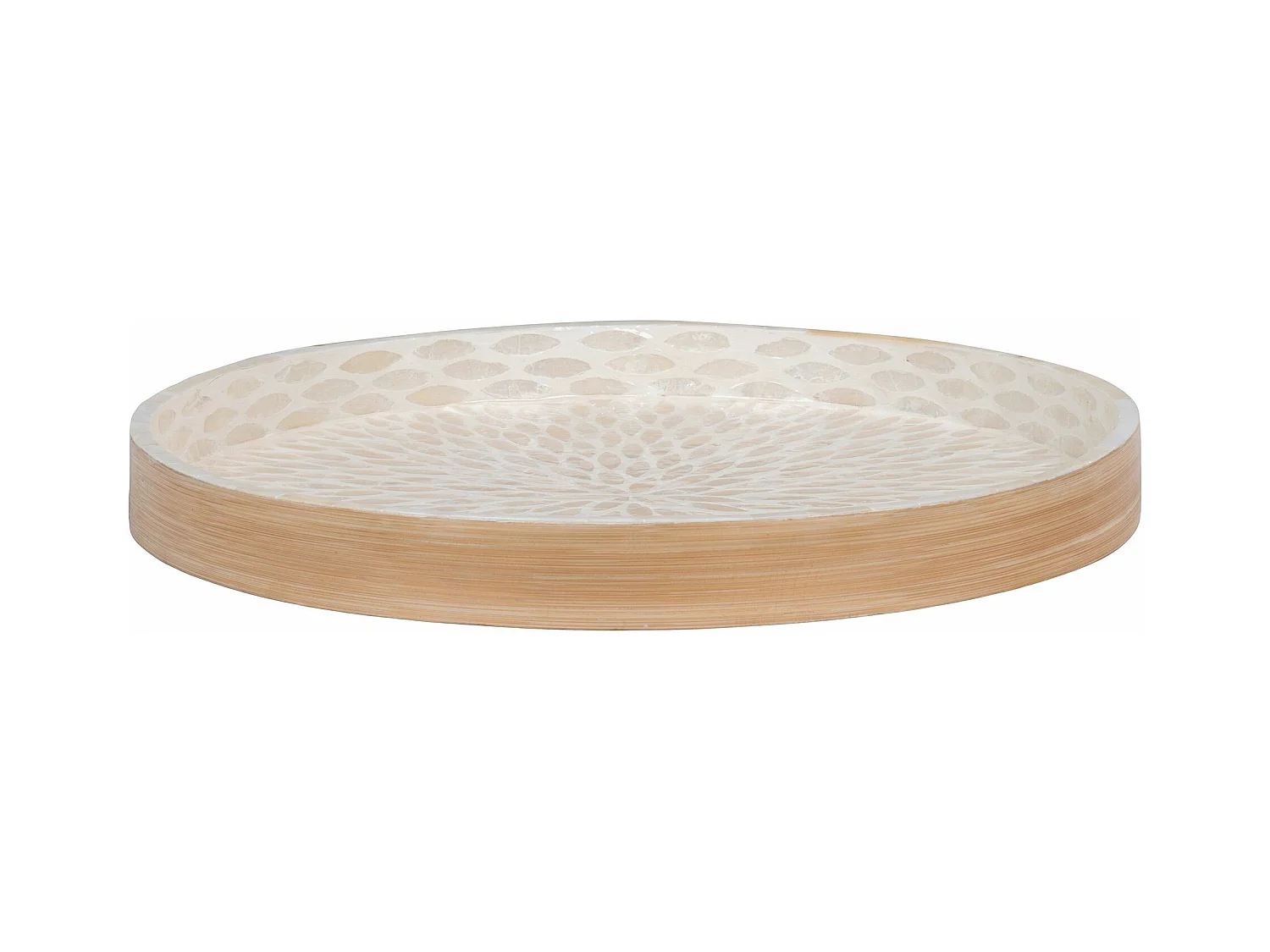 Vassoio in bambù e beige 40 x 40x 35 cm