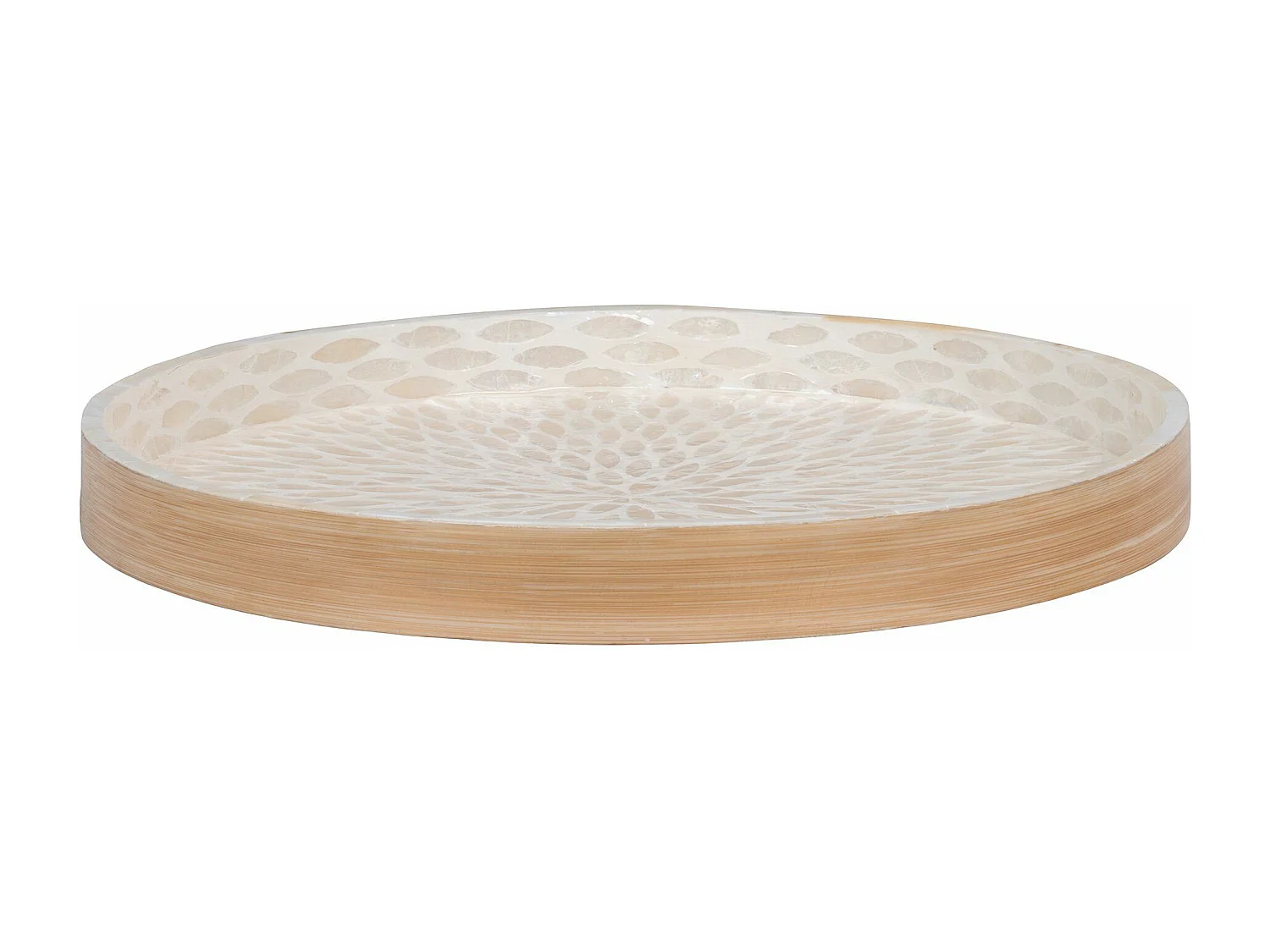 Vassoio in bambù e beige 40 x 40x 35 cm