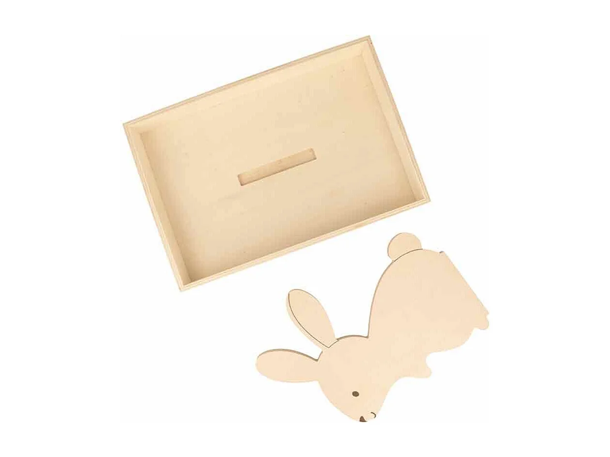 Houten dienblad met konijn - 25 x 17 x 4,5 cm