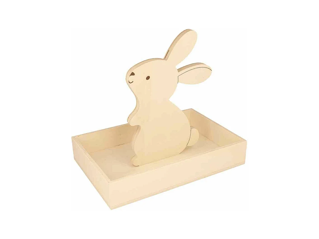 Plateau en bois avec lapin - 25 x 17 x 4,5 cm
