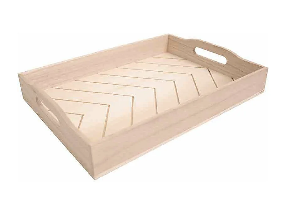 Schaal met houten groeven - 36,5 x 6,5 x 6 cm
