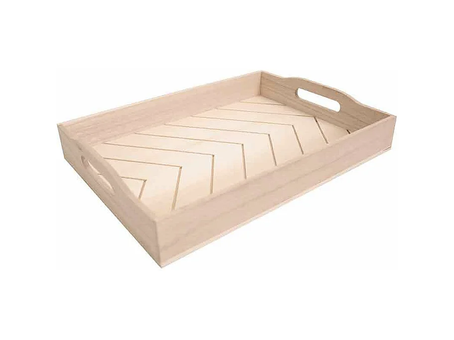 Plateau avec rainures en bois - 36,5 x 6,5 x 6 cm