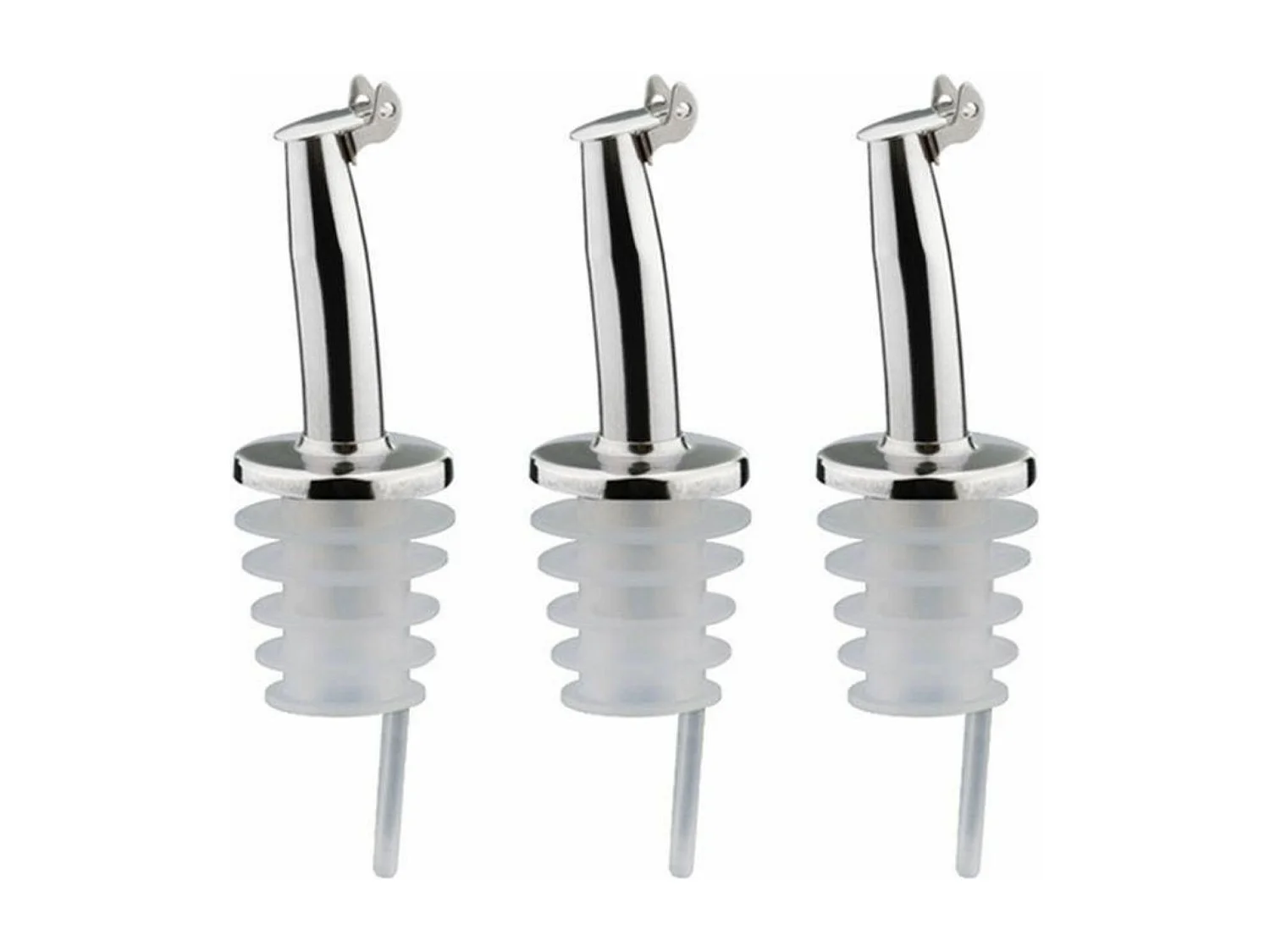 3 bouchons verseurs à clapet en inox et silicone