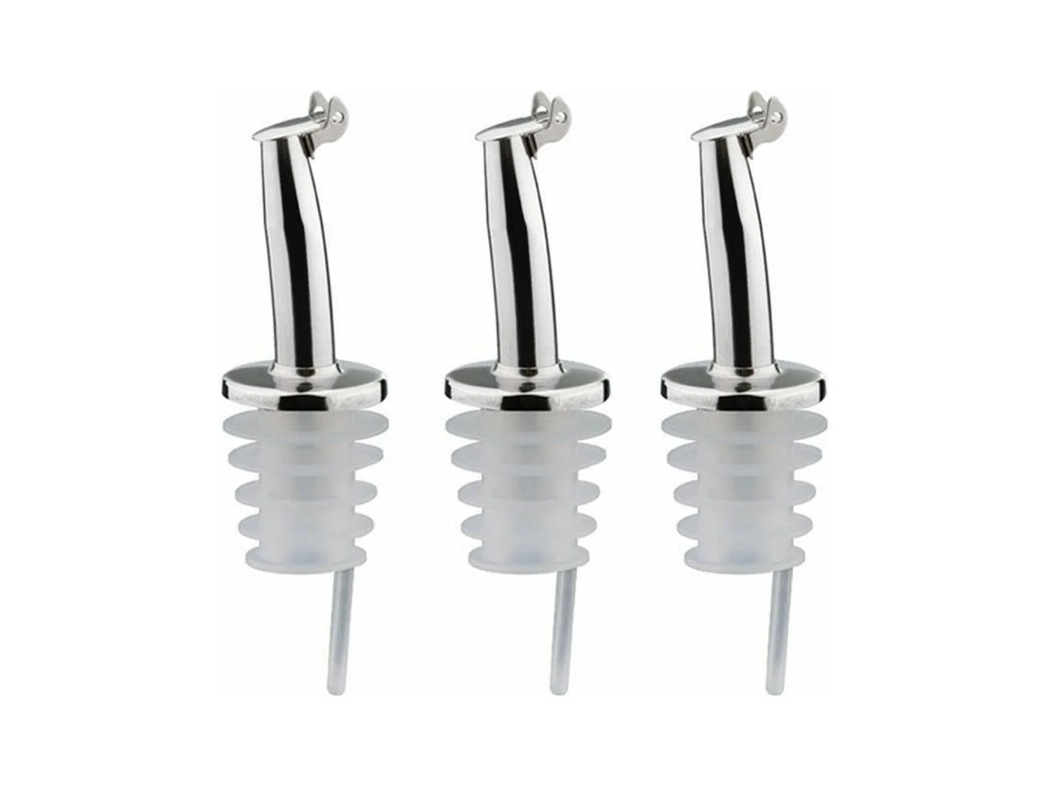 3 bouchons verseurs à clapet en inox et silicone