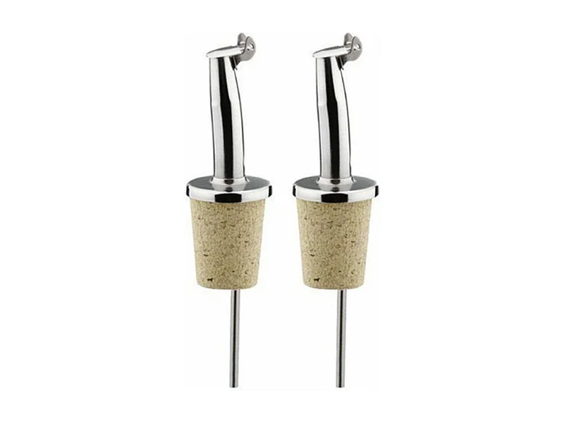 2 bouchons verseurs à clapet en inox et liège