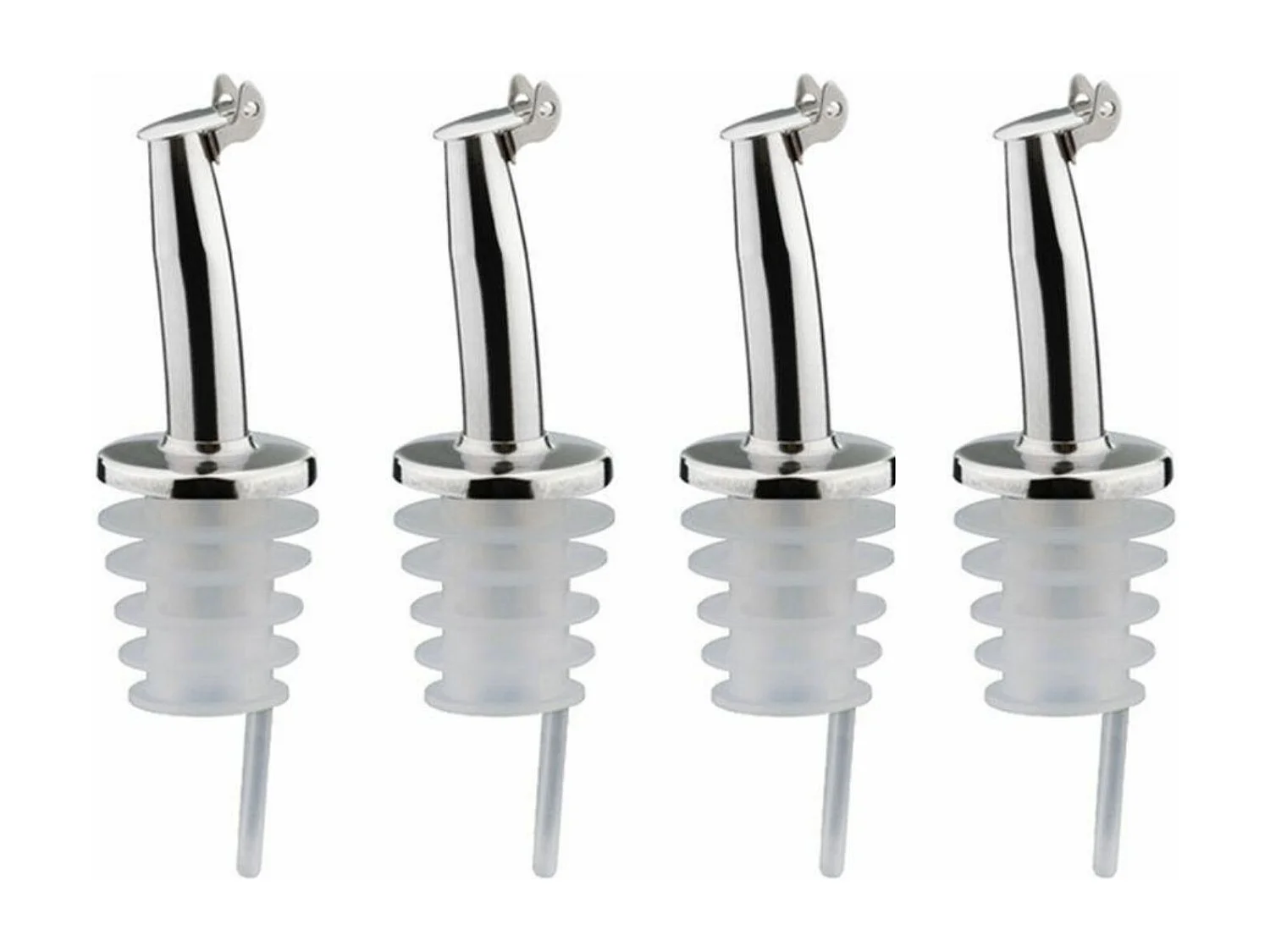4 bouchons verseurs à clapet en inox et silicone