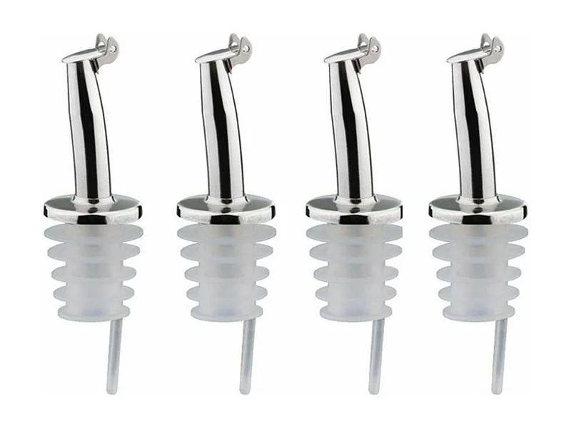 4 bouchons verseurs à clapet en inox et silicone