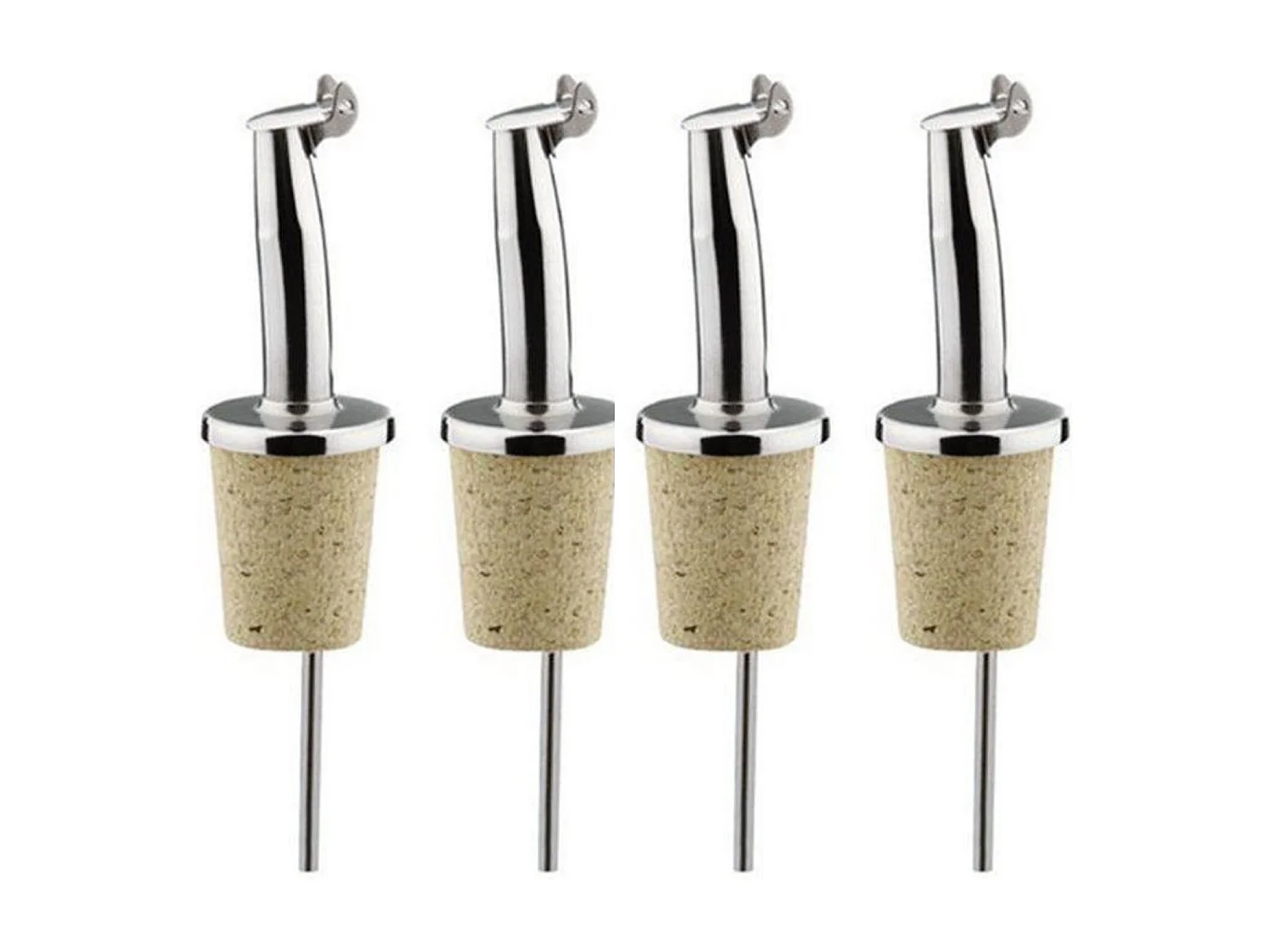 4 bouchons verseurs à clapet en inox et liège