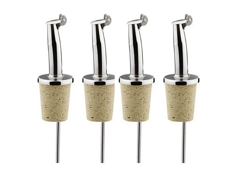 4 bouchons verseurs à clapet en inox et liège
