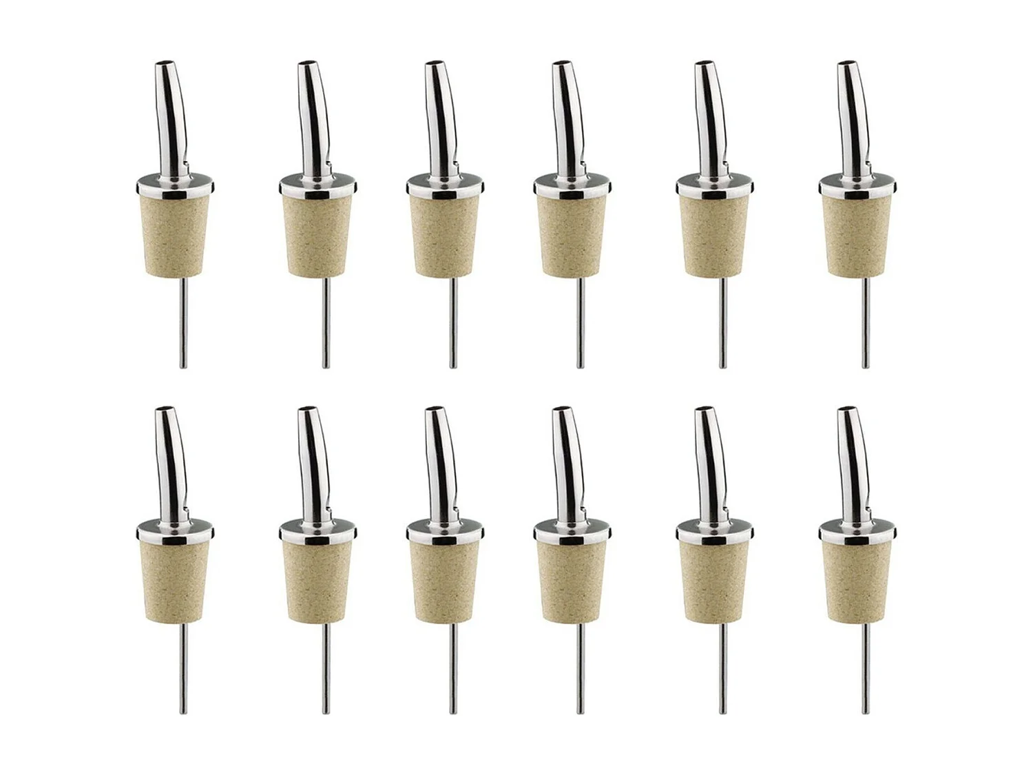 12 schenkdoppen van roestvrij staal en kurk