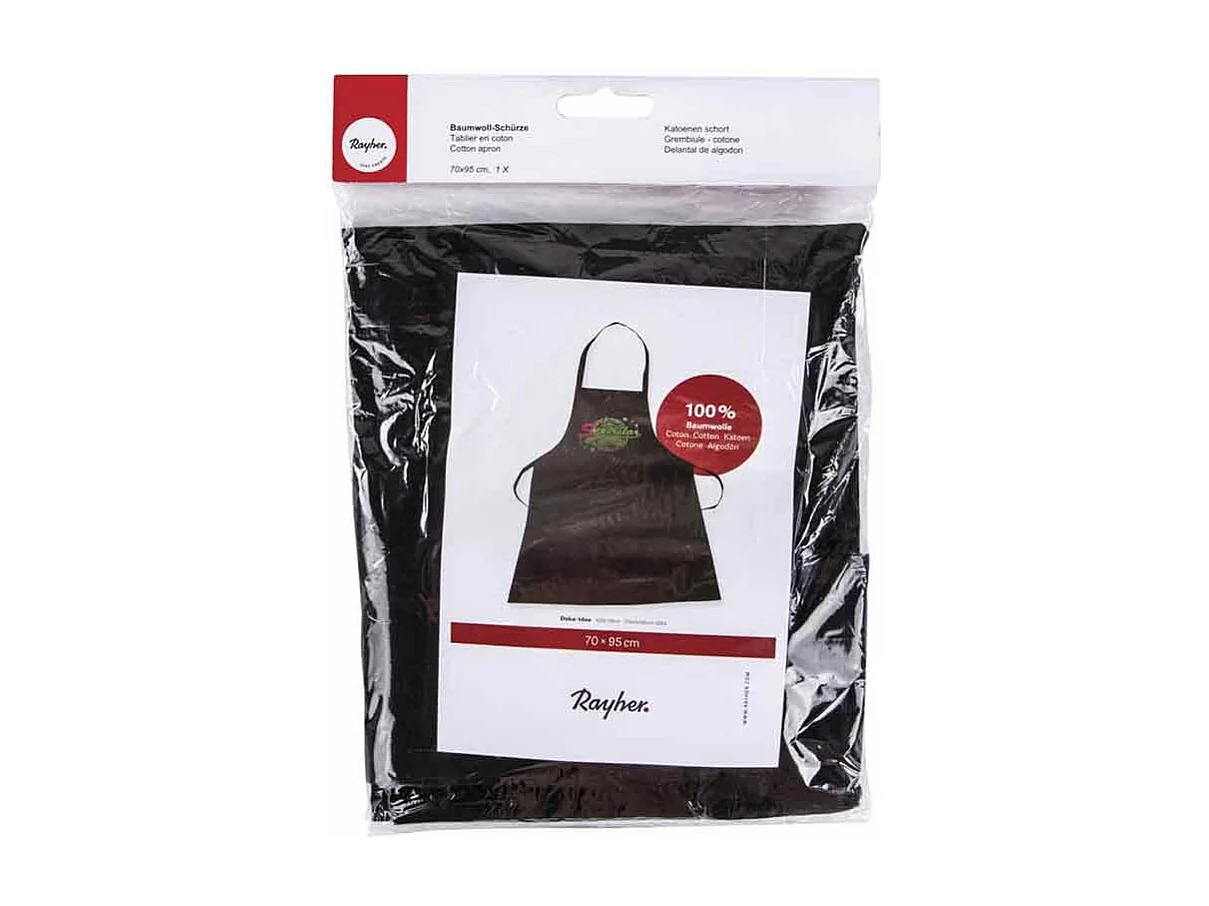 Erwachsene schwarze Baumwollschürze mit 95 x 70 cm