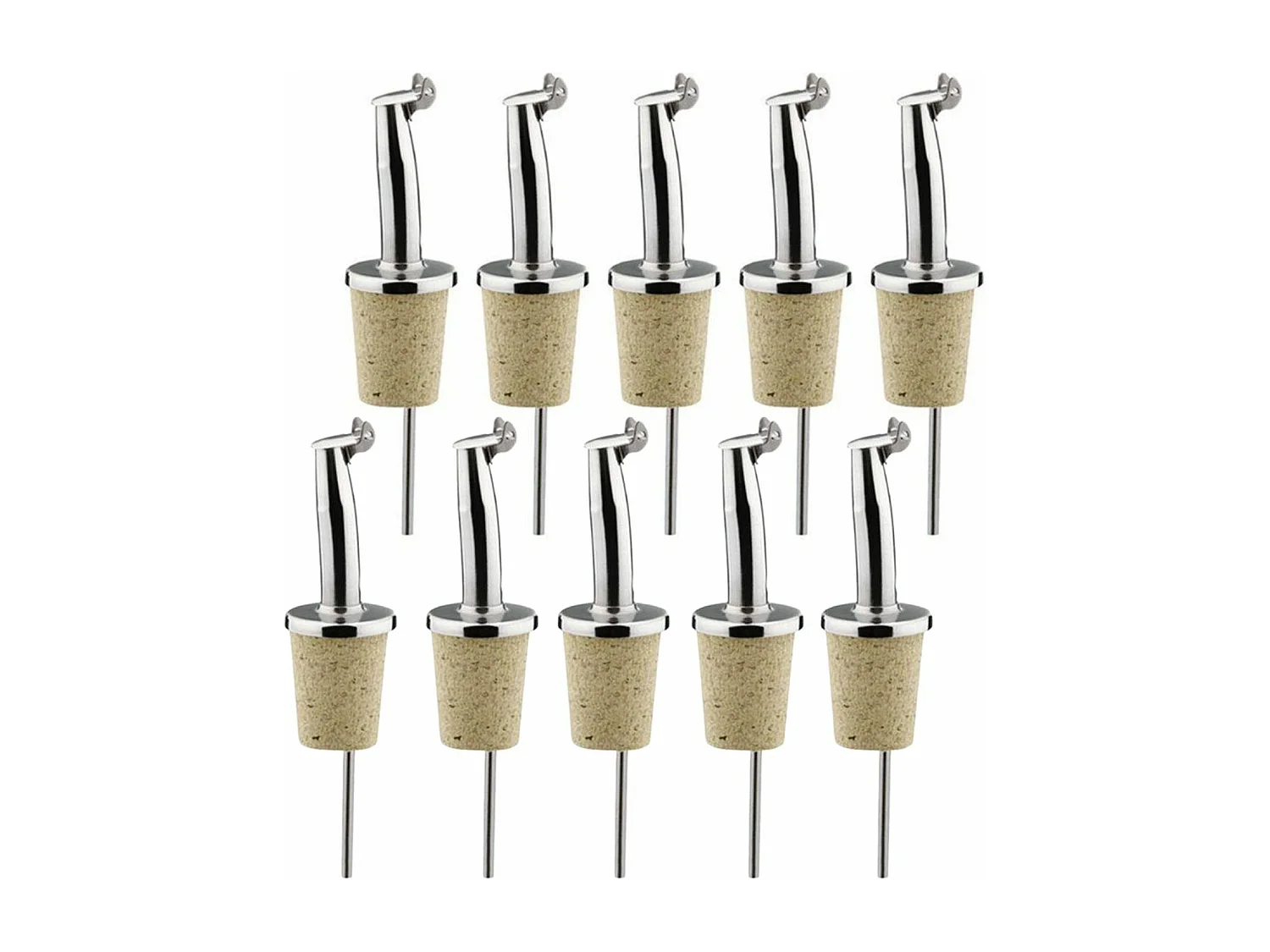 10 bouchons verseurs à clapet en inox et liège
