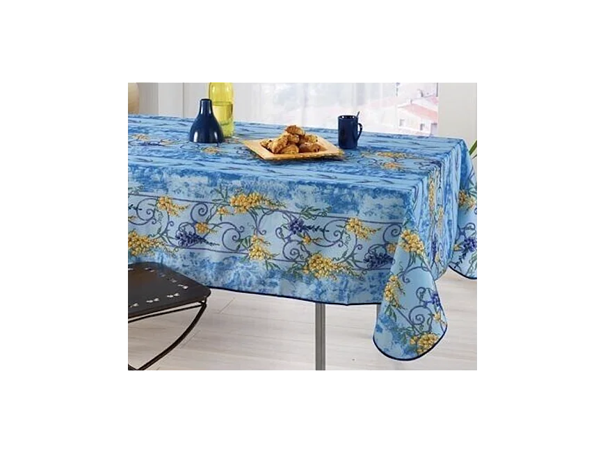 Provençaals rechthoekig vuilafstotend polyester tafelkleed blauweregen 150 x 240 cm