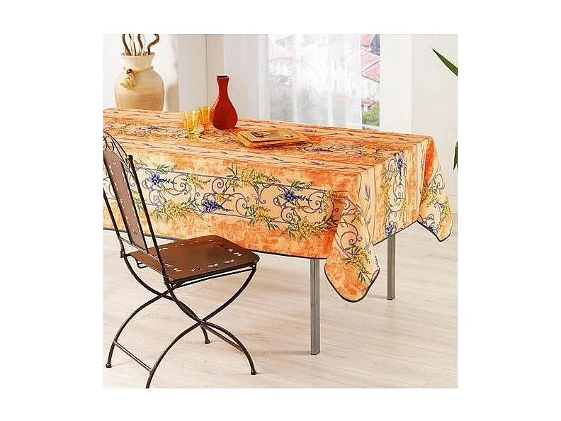 Provençaals rechthoekig vuilafstotend tafelkleed Glycine oranje polyester 150 x 300 cm