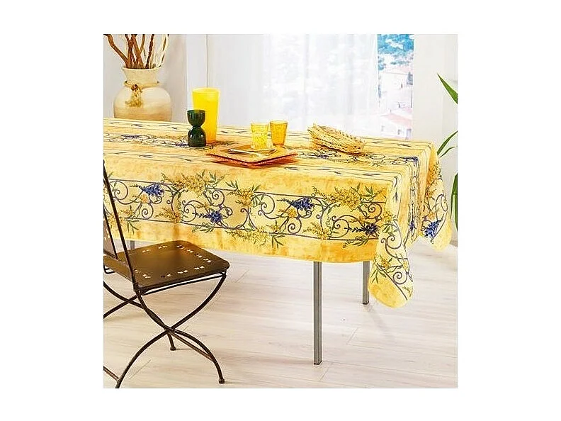 Nappe Provençale Rectangle Anti-Tâche Glycine 100% Polyester