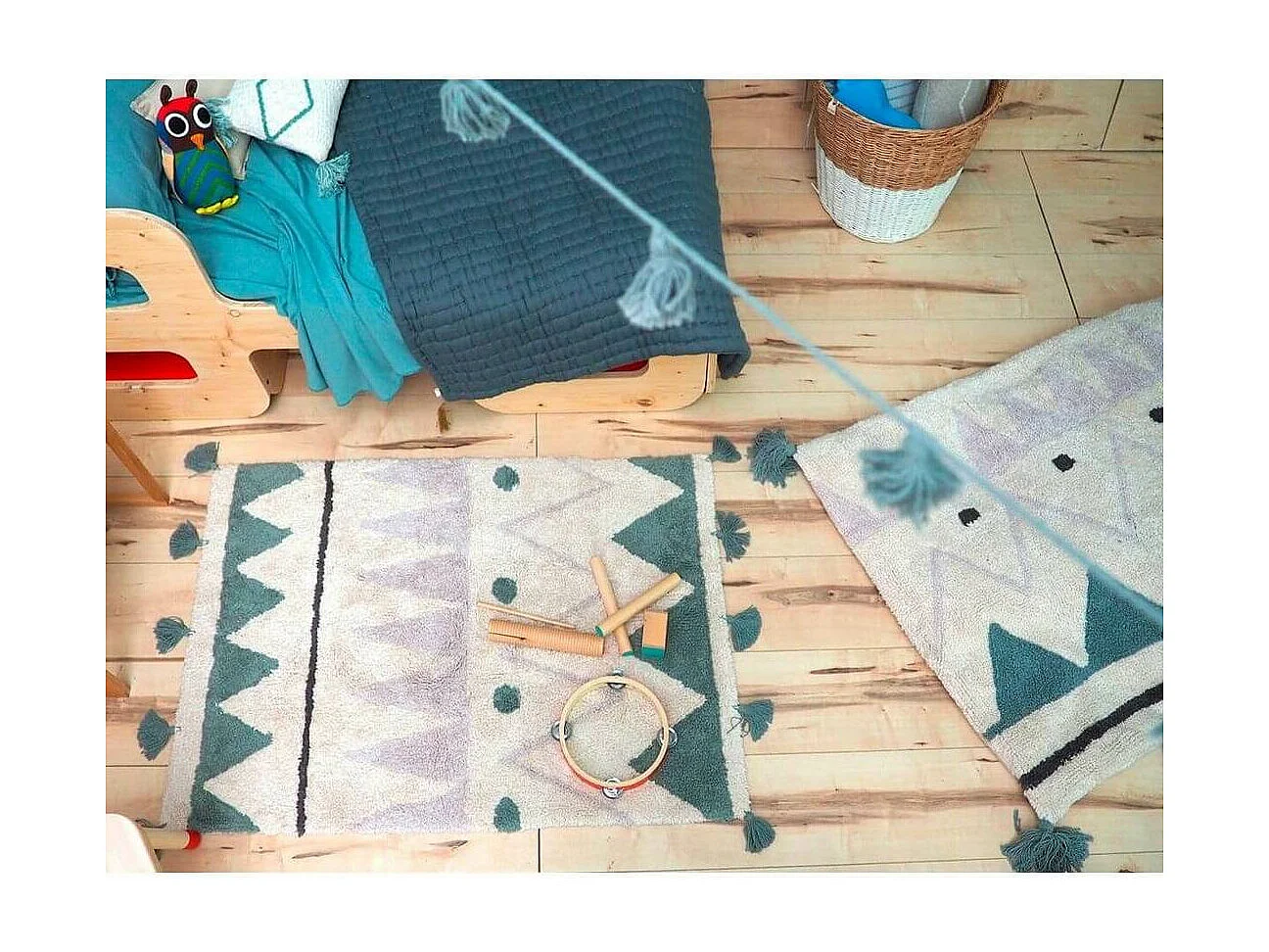 Tapis lavable en machine mini Azteca Lorena Canals Rectangulaire Berbère Fait main Tapis l