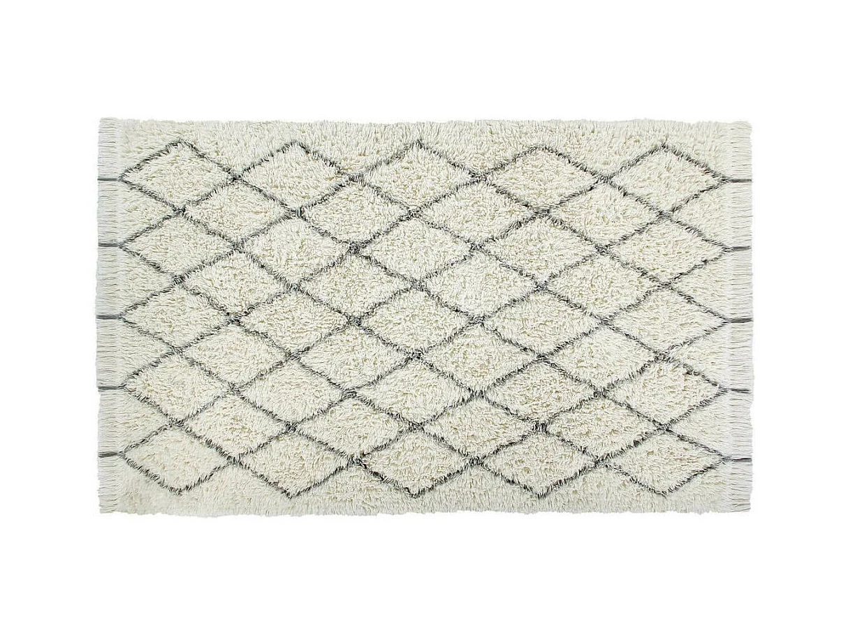 Tapis en laine shaggy gris lavable en machine ethnique Bereber Soul Lorena Canals Rectangu