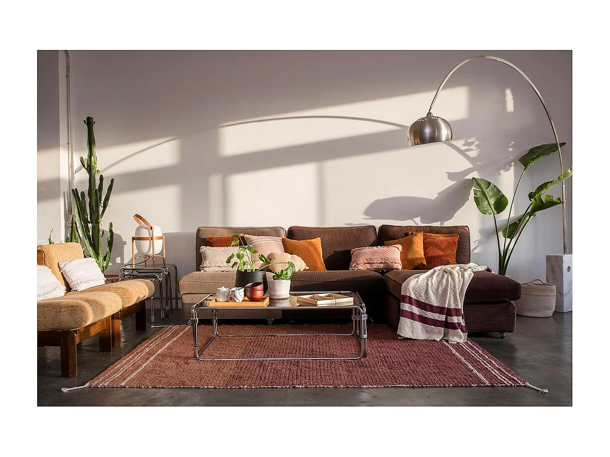 Tapis à franges réversible lavable en machine Twin Rectangulaire Naturel Fait main