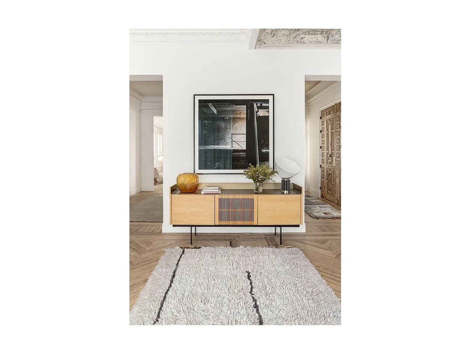 Alfombra de lana marrón natural 170 x 240 cm