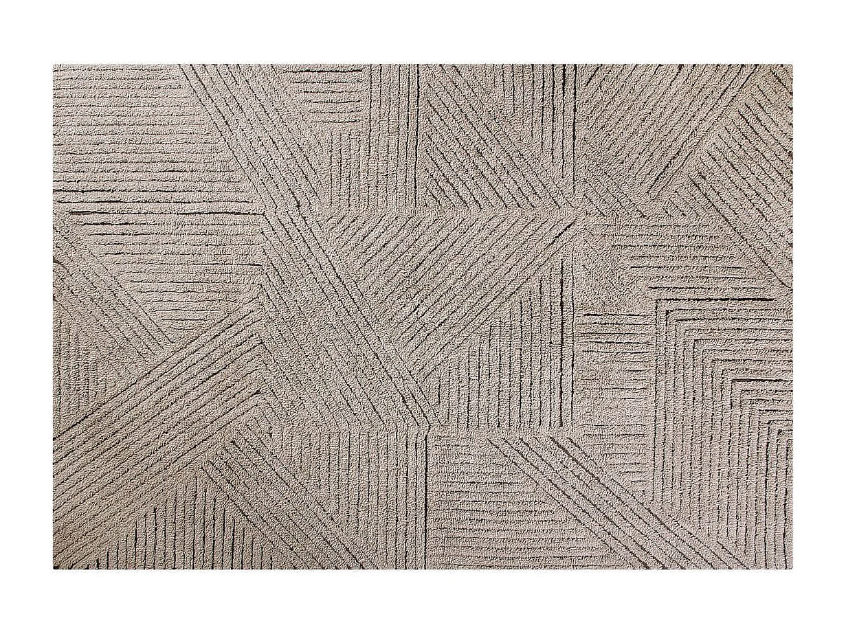 Alfombra de lana texturizada - marrón - 170 x 240 cm