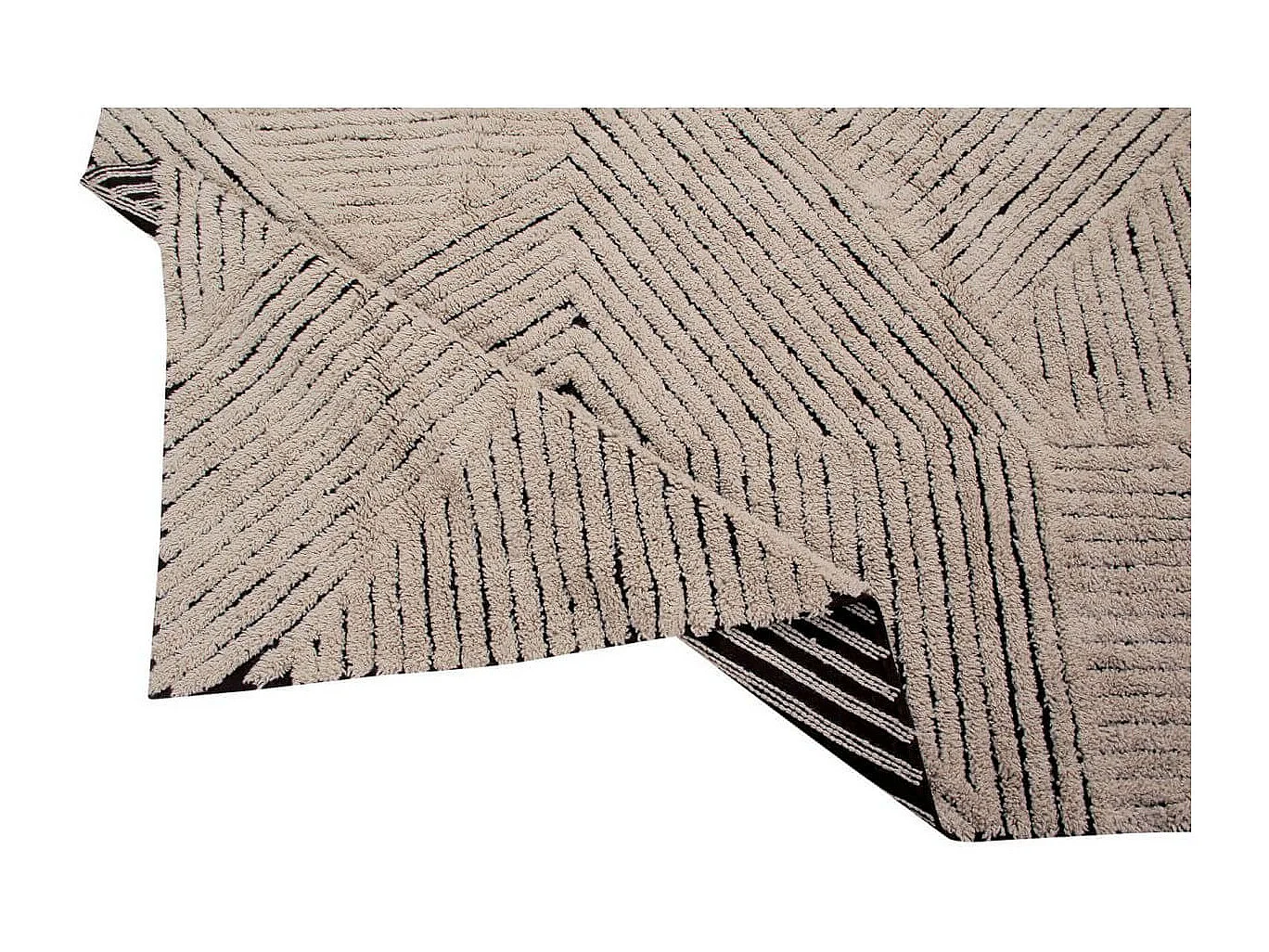 Alfombra de lana texturizada - marrón - 170 x 240 cm