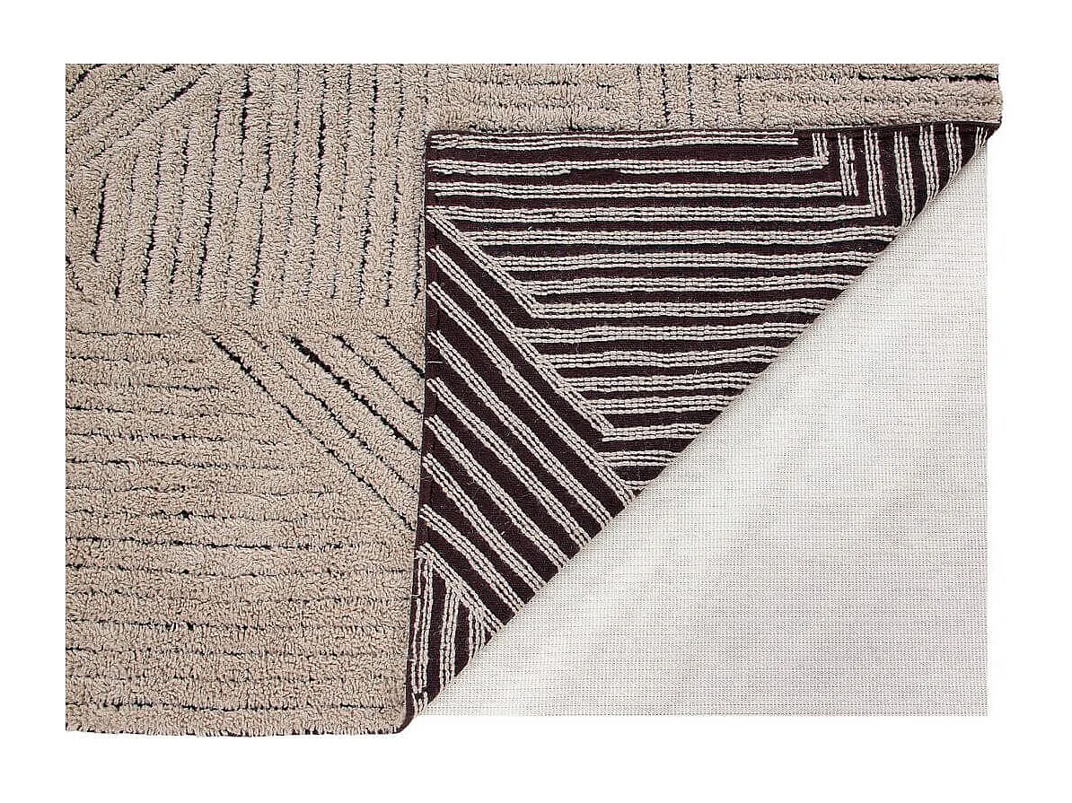 Alfombra de lana texturizada - marrón - 170 x 240 cm