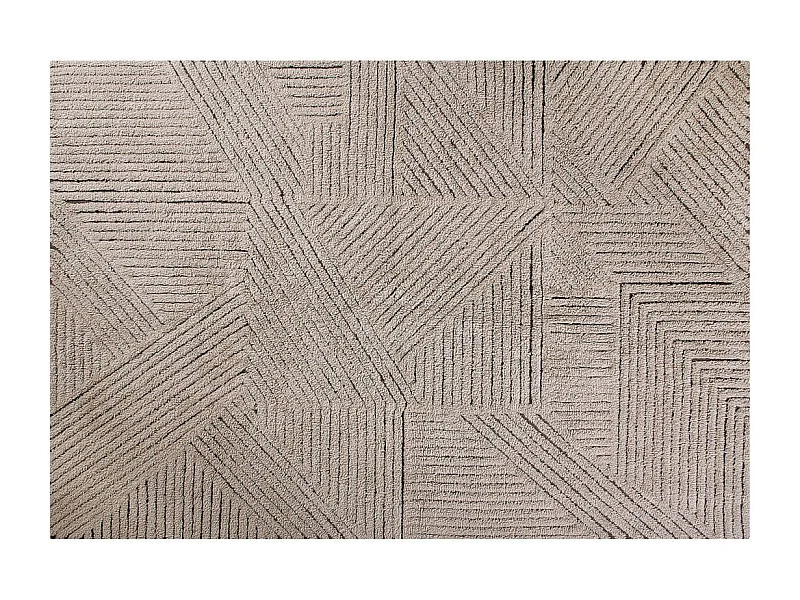 Alfombra de lana texturizada - marrón - 170 x 240 cm