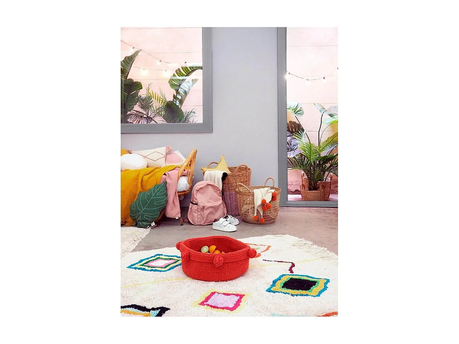 Tapis avec franges ethnique mini Kaarol Lorena Canals Rectangulaire Berbère Fait main Tapi