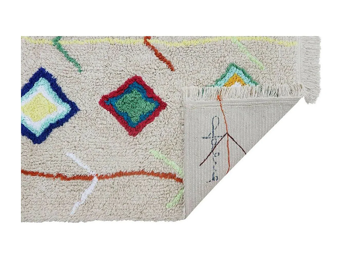 Tapis avec franges ethnique mini Kaarol Lorena Canals Rectangulaire Berbère Fait main Tapi