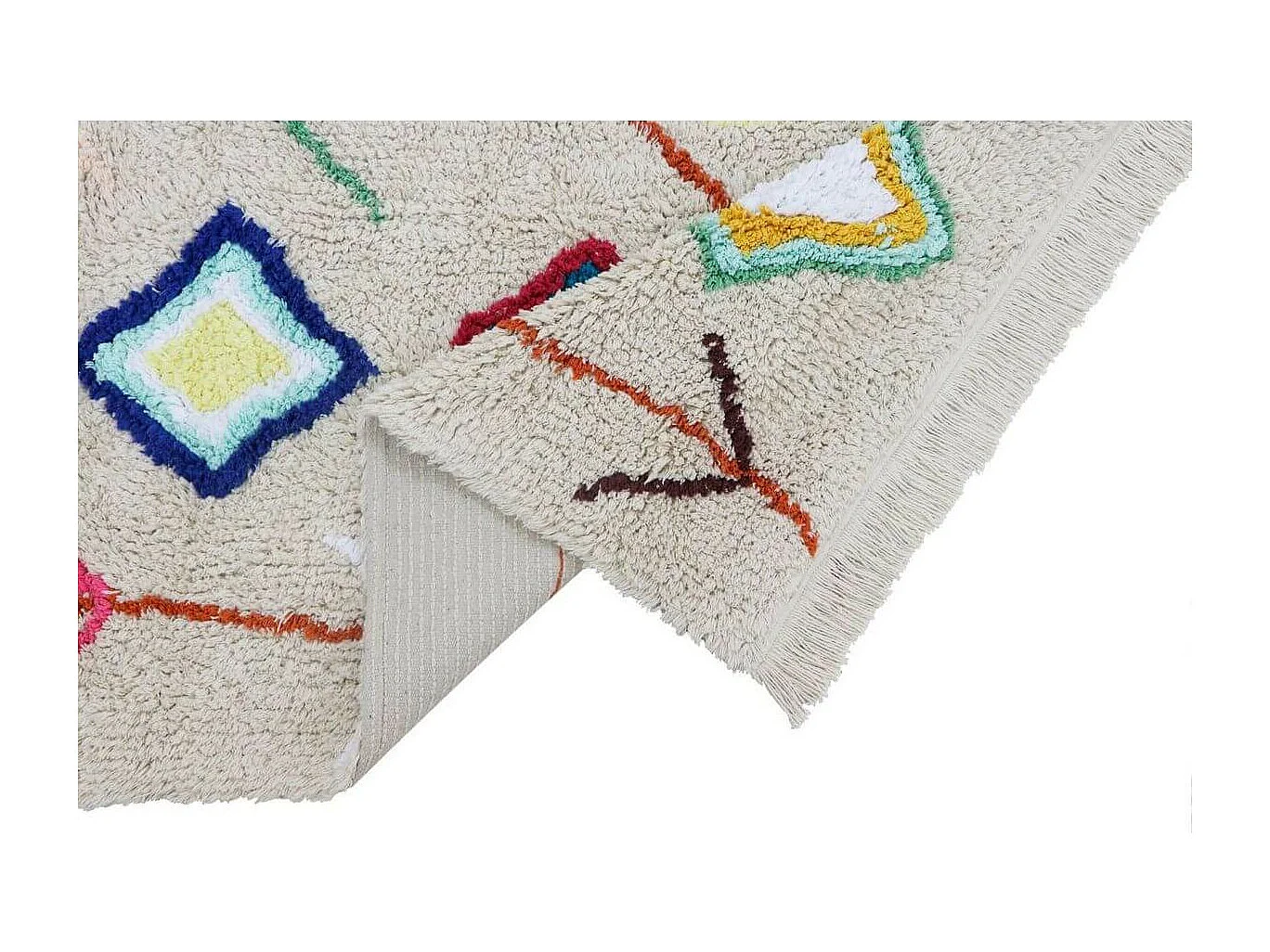 Tapis avec franges ethnique mini Kaarol Lorena Canals Rectangulaire Berbère Fait main Tapi