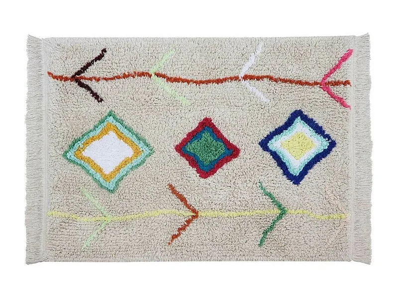 Tapis avec franges ethnique mini Kaarol Lorena Canals Rectangulaire Berbère Fait main Tapi