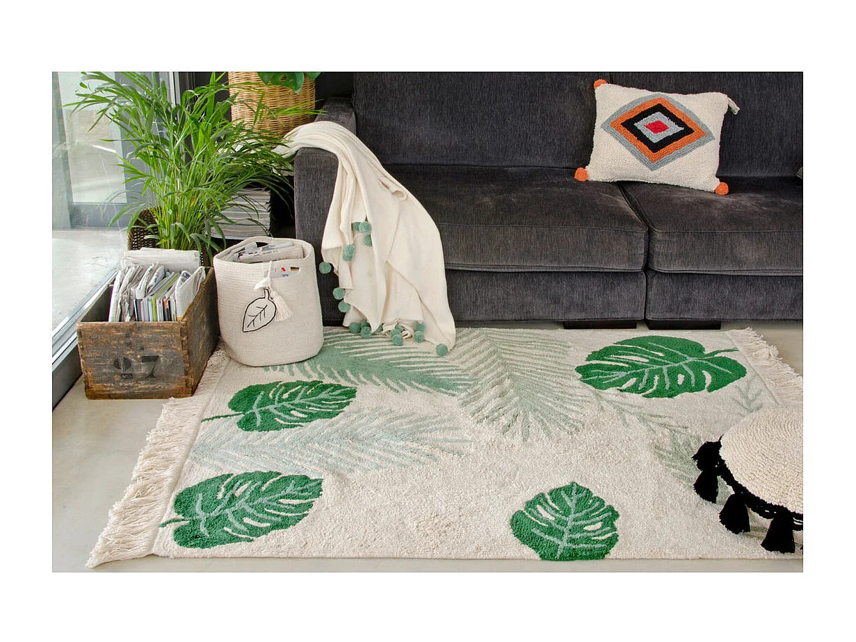 Tapis à courtes mèches lavable en machine Tropical Lorena Canals Rectangulaire Naturel Fai