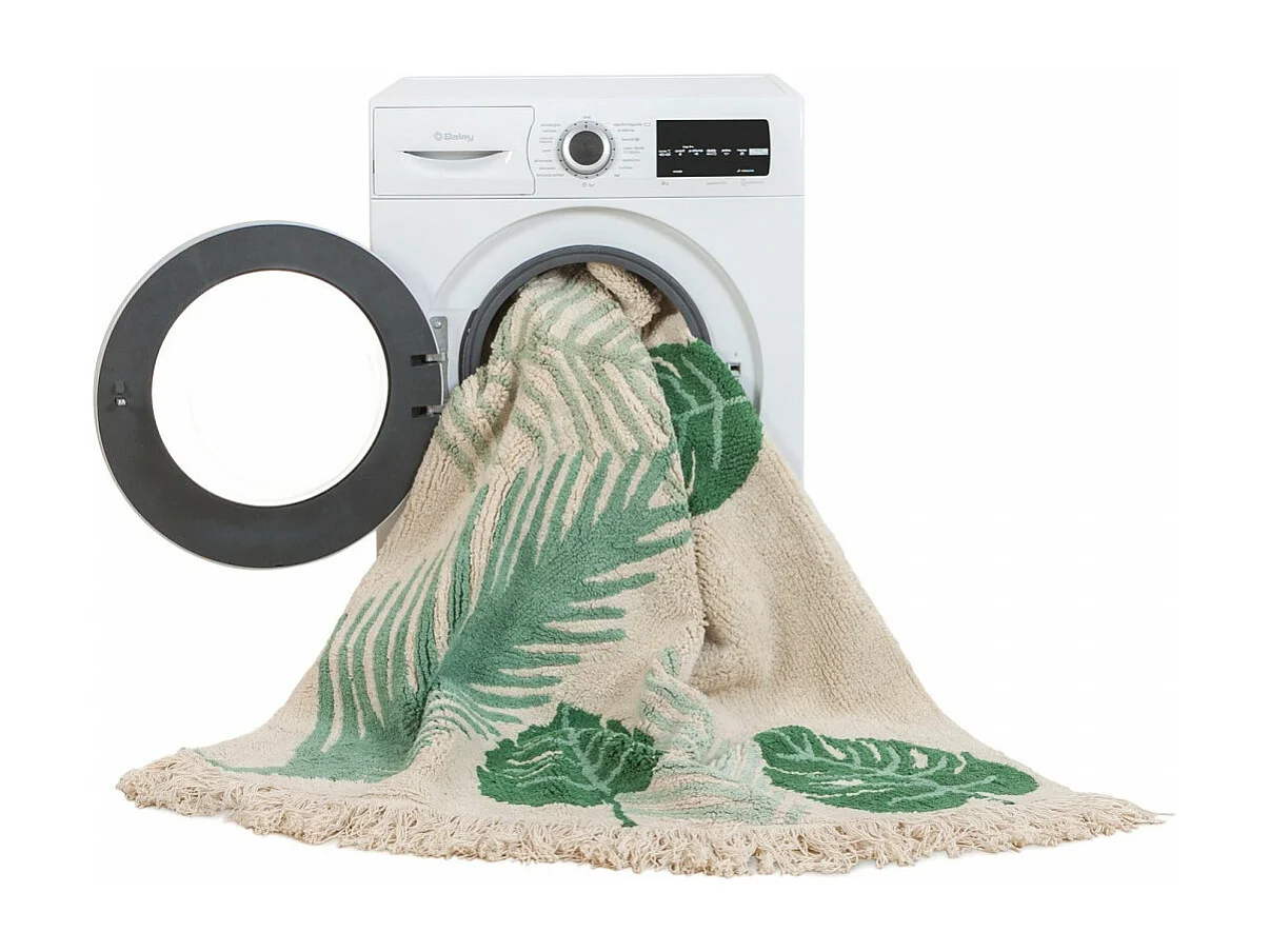 Tapis à courtes mèches lavable en machine Tropical Lorena Canals Rectangulaire Naturel Fai